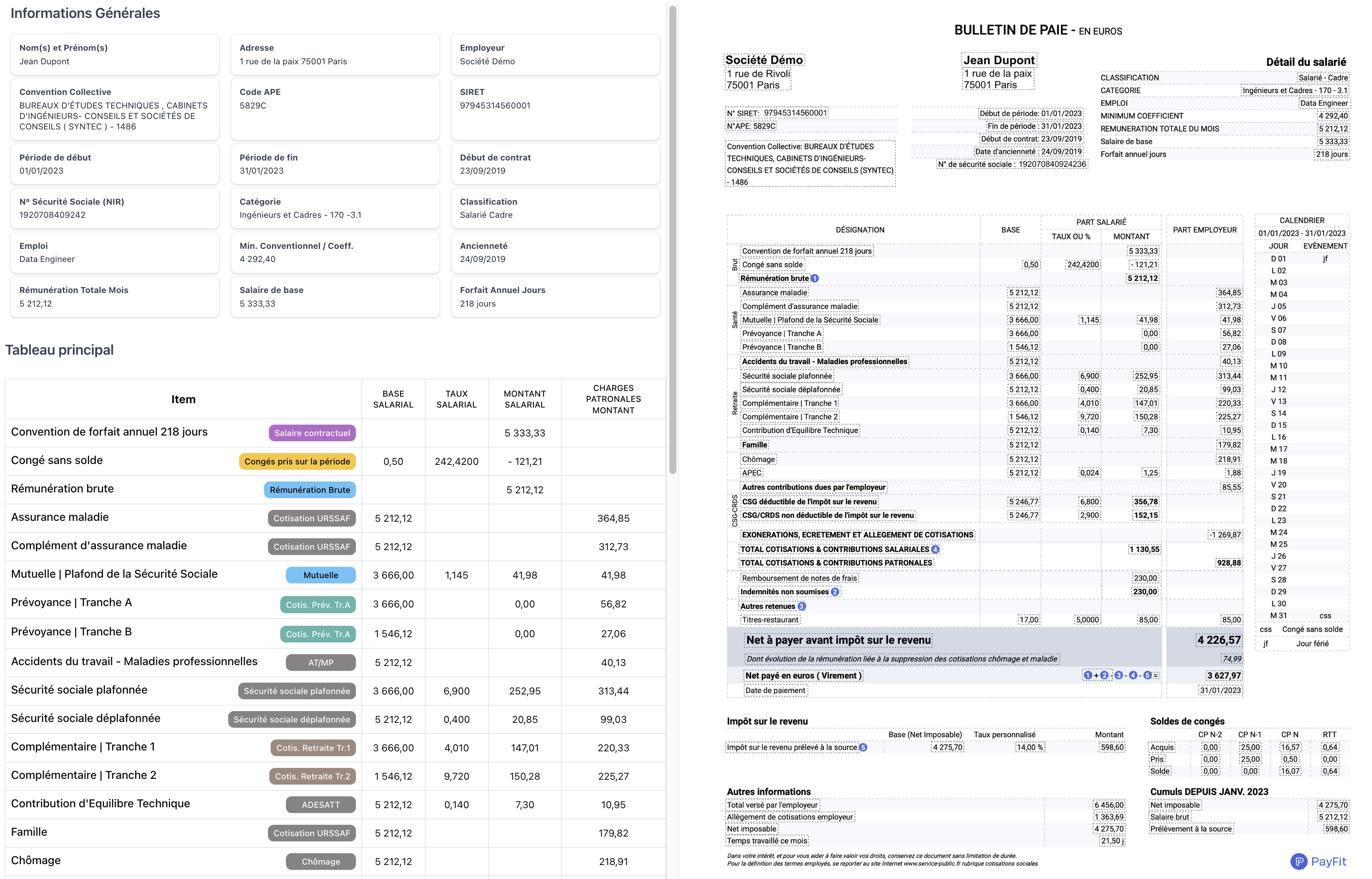 PaieSync OCR — extraction et labélisation d'un bulletin PayFit